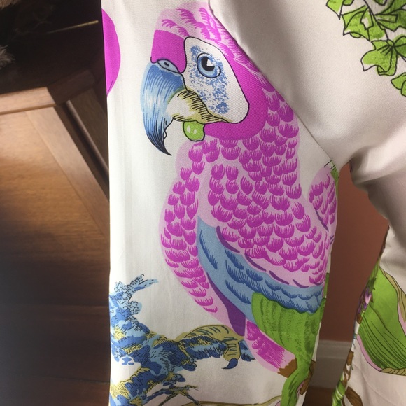 Miss Meng Silk Parrot Print Blouse - Picture 7 of 15
